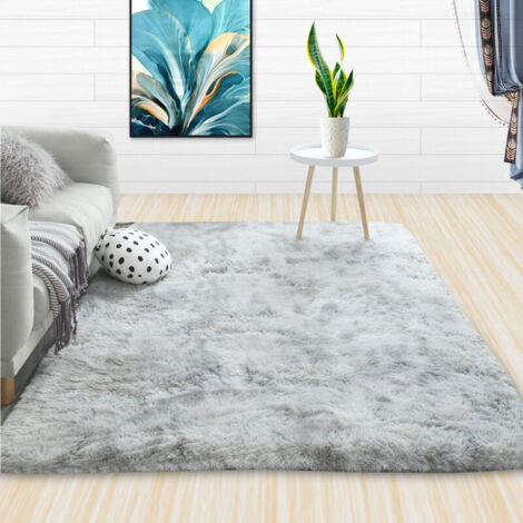 SABIR Tapis Chambre Shaggy Tapis Pour Salon Shaggy Tapis De Sol Grand pour Couloir Soft Tapis à Poils Longs Moelleux Tapis Antidérapant Intérieur Moelleux épais Pour Salon Chambre(Gris blanc,80160cm)