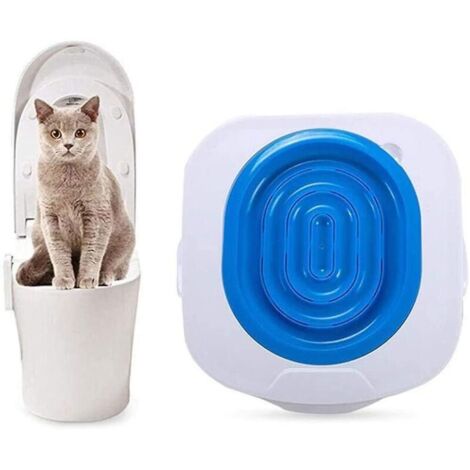 SABIR Tapis d'entraînement de toilette pour chat Tapis d'entraînement de toilette pour chat peut mettre un bac à sable pour chat (bleu)