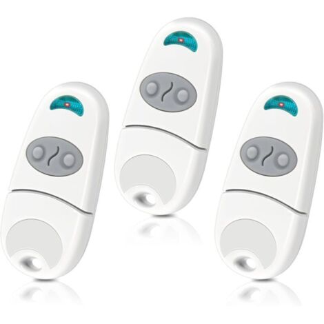 SABIR Telecommande Porte de Garage, Telecommande Portail, 2 Canaux, 433,92 MHz, Compatible avec 433MHz Telecommande EV, NA, EE, Lot de 3- Blanc