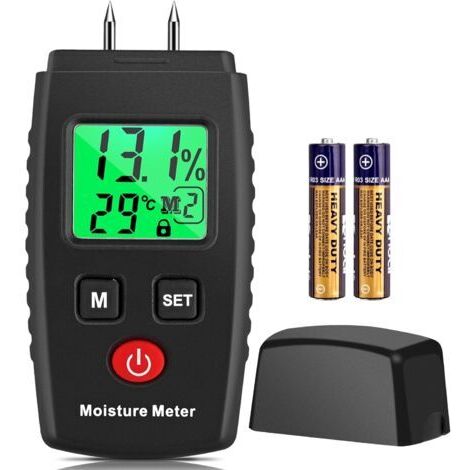 SABIR Testeur Humidité, Détecteur d'Humidité à Broche avec 3 Modes, Écran LCD avec rétroéclairage vert, Détecteur de Moisissures pour Bois et Matériaux de Construction.