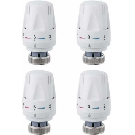 SABIR Tête thermostatique M30 x 1,5 – Lot de 4 pièces – Fonction antigel – Réglage de température 6-28°C – Installation rapide