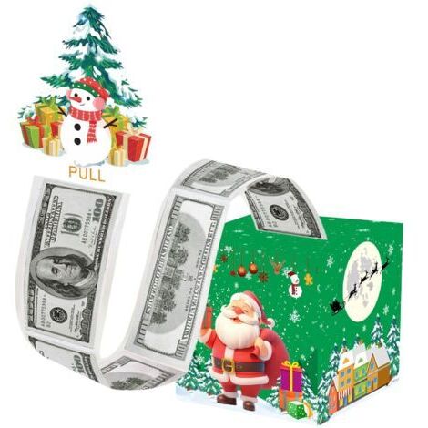 SABIR Tirelire de Noël pour cadeau en espèces, boîte cadeau surprise de Noël, boîte cadeau amusante à tirer de l'argent de la tirelire, tiroir à monnaie de Noël avec carte de sortie (style A)