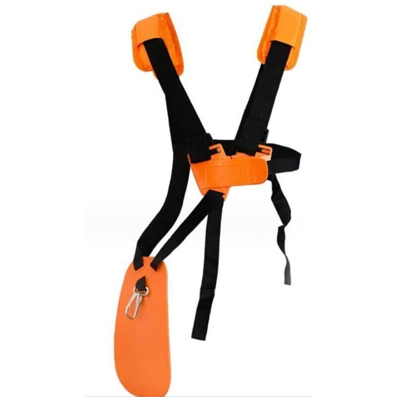 SABIR Tondeuse à bandoulière – Tondeuse à double bandoulière avec sangles réglables en nylon durable pour débroussailleuse ou jardinage (Orange
