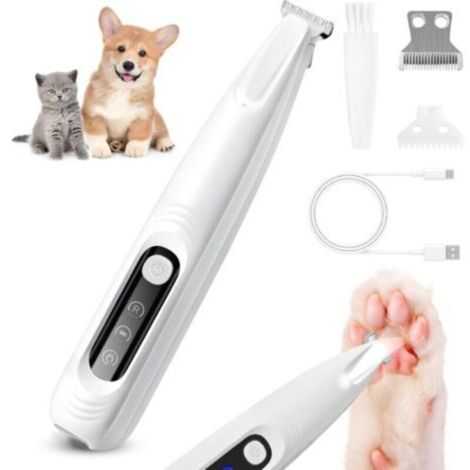 SABIR Tondeuse à pattes pour chiens, tondeuse silencieuse pour poils de chat et de chien avec lumière LED, tondeuse professionnelle pour poils d'animaux pour le corps, les pattes, les yeux, les oreill