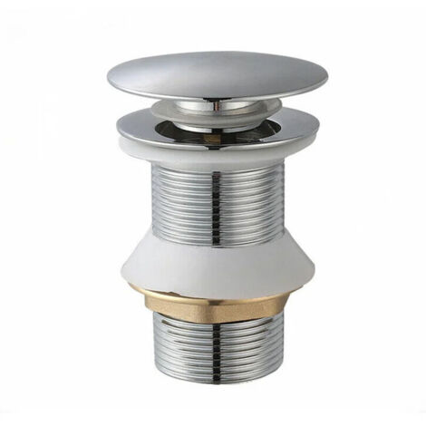 SABIR Tuyau de vidange de lavabo, tuyau de vidange automatique universel, tuyau de vidange automatique sans clapet, avec bouchon de vidange, ouverture sans vanne d'arrêt en acier inoxydable chromé, ut