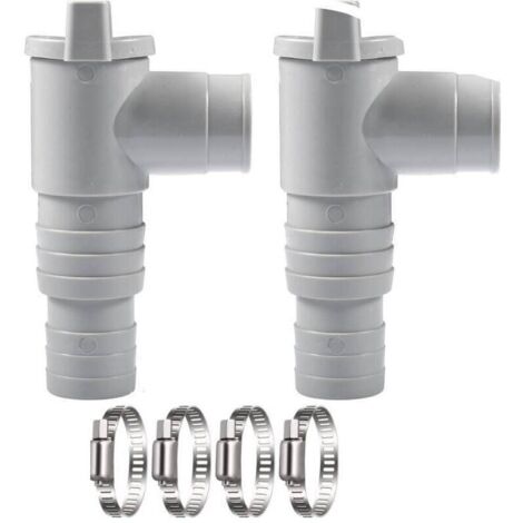 SABIR Vanne d'arrêt de piscine 2 pièces, vanne d'arrêt 32 mm, robinet de piscine 32 mm avec 4 colliers de serrage, pièces de piscine à piston, accessoires d'entretien de piscine