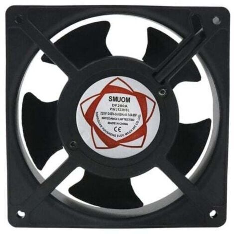SABIR Ventilateur axial pour cheminée à cassette, enfichable, haute température, pales métalliques, silencieux et universel. Dimensions : 120 x 120 x 38 mm.