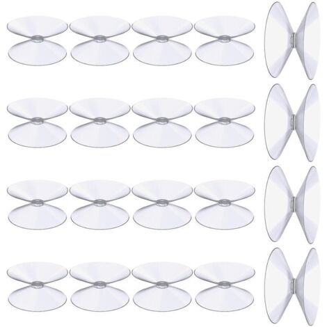 SABIR Ventouses Double Face, 20 Pièces 3 cm Ventouses Transparentes, Extra Fortes PVC Plastique Suspension Rideau Isolant Ventouse pour Miroir De Table En Verre, Miroir de fenêtre de salle