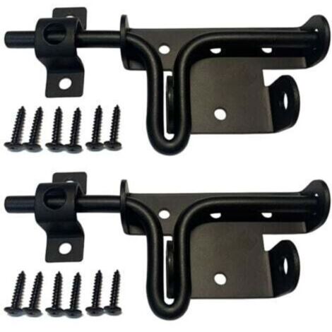 SABIR Verrous Loquet Porte à Boulon Coulissant Extérieur, Serrure de Porte avec Trou de Cadenas Inox Targette Loquet de Portail de Fermeture noir(2 articles)