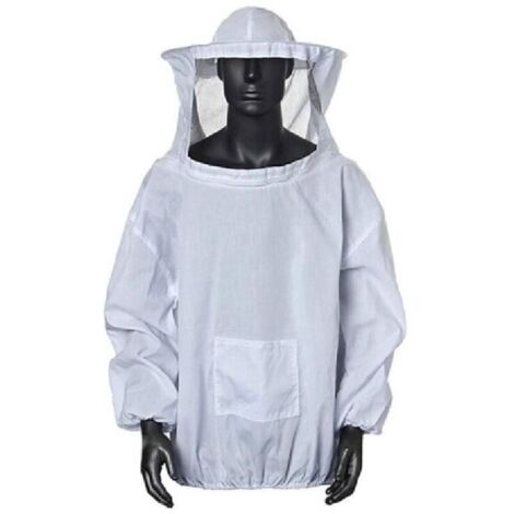 SABIR Vêtements de protection pour apiculteurs, combinaison d'apiculture professionnelle avec capuche, chapeau de protection pour abeilles avec fermeture éclair (blanc)
