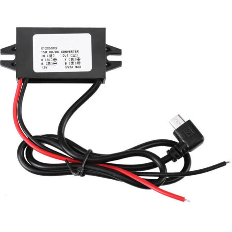 SABIR Voiture Convertisseur de Tension DC-DC 12V à 5V/3A Convertisseur de Tension de Voiture Micro USB Régulateur de Tension Etanche pour Autoradio, Radio, Surveillance, Ventilateur électrique