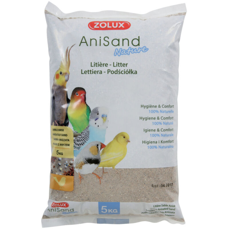Sable Anisand nature Litière 5 kg pour oiseaux Zolux
