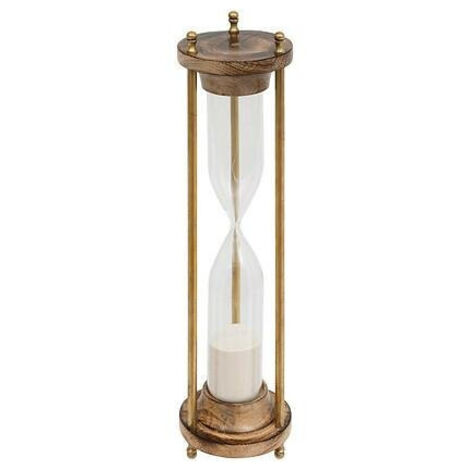 Sablier cylindre Sarah H.38cm manguier et verre - Atmosphera créateur d'intérieur