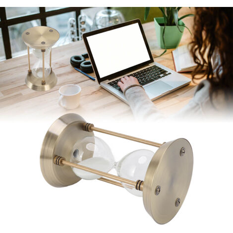 Sablier de Bureau Décoratif en Fer et Verre - Modèle 15 Minutes - Ornement Horloge à Sable pour Salon ou Cadeau