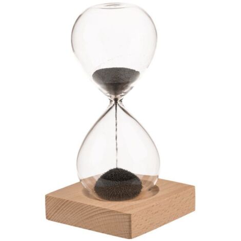 Sablier de décoration - Magnetiq - Verre - Sable anthracite - Socle en bois - Magnétique
