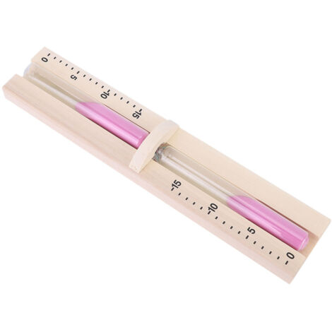 Sablier de Salle de Sauna 15 Minutes, Sablier en Verre à Sable Rose Monté sur Bois pour Mur