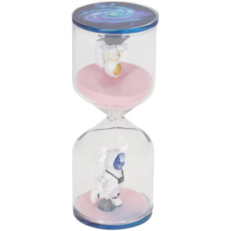 Sablier Décoratif 15 Minutes Astronaute pour Bureau Maison Cuisine - Horloge Éducative Espace Rose