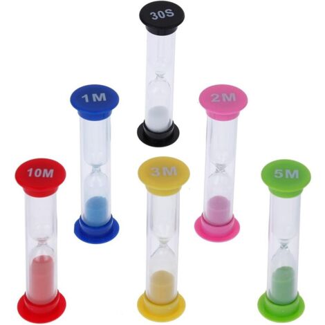 Sabliers 6 couleurs 30 sec/1 Minute/2 Minutes/3 Minutes/5 Minutes/10 Minutes pour les jeux de cuisine exercice