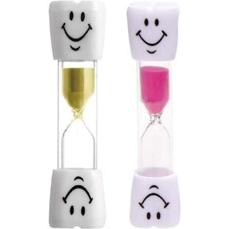 Sabliers Sourire 3 Minutes, Lot de 2 Minuteurs pour Enfants, Cuisine, Sport, Étude et Brossage des Dents