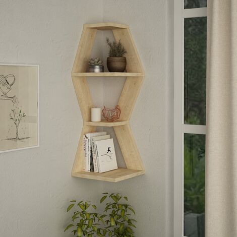 Decortie Sablor Modern Corner Shelf 86cm Narrow - White