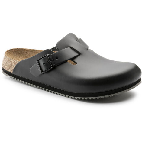 BIRKENSTOCK Sabot Boston Super Grip, cuir naturel, noir