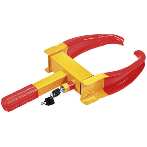 Sabot de voiture – 480 x 245 x 73 mm – avec 2 clés – en Acier inoxydable – Bloque roue Antivol Automobile pour Remorque Caravane – dispositif Antidémarrage Collier de serrage