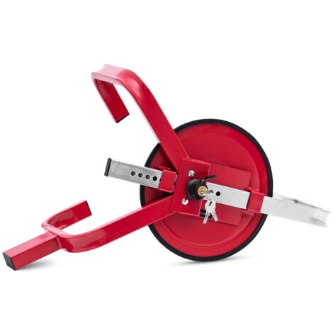 Sabot de Roue Griffe de stationnement universelle en acier inoxydable avec  9 trous réglables et 2 clés, antivol de roue pour voiture, moto, camion de  19 à 30 cm de largeur (jaune/rouge) NAIZY