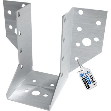 Sabots de charpente 51 x 93 mm – Galvanisé – Ailes extérieures – Sabots de poutre – Connecteurs de suspension pour poutres bois – Support robuste pour charpente et pergola – GeZu Impex
