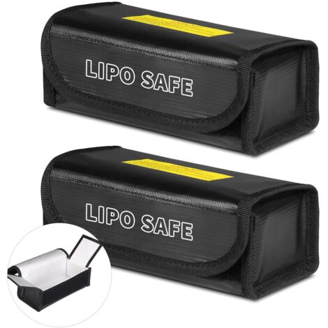 Sac 2 Pcs Antidéflagrant Ignifuge Batterie Sac De Sécurité Petit Ignifuge Sac de Sécurité pour Batterie Portable Antidéflagrant Guard Sac de Protection (Noire)