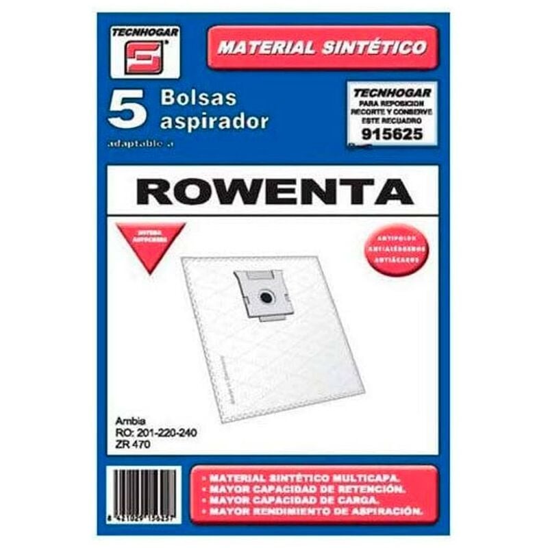 Sac 5 Sacs Synthétiques Aspirateur Rowenta Zr470 Ambia 5 Unités 915625