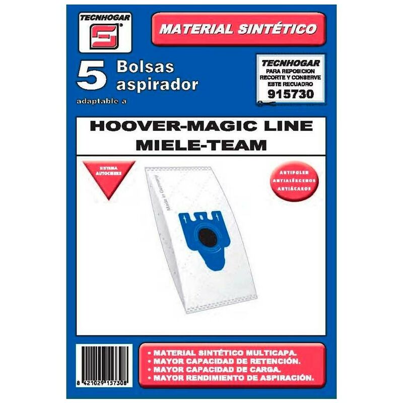 Sac 5 Sacs Synthétiques Pour Aspirateur Hoover Miele Lot De 5 915730
