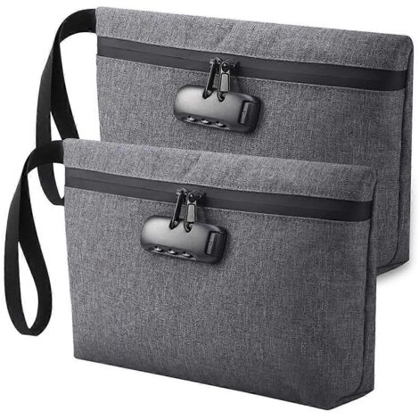 Sac à argent verrouillable, sac coffre-fort pour espèces, sac d'accessoires de cadenas gris