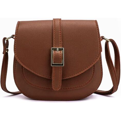 Sac à bandoulière en cuir PU imperméable pour femme (marron)
