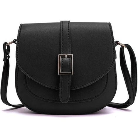 Sac à bandoulière en cuir PU imperméable pour femme (noir)