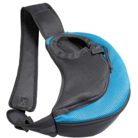 Sac à bandoulière Portable pour animal de compagnie, sac à dos en maille respirante pour voyage en plein air, fourre-tout pour chien et chat(bleu)