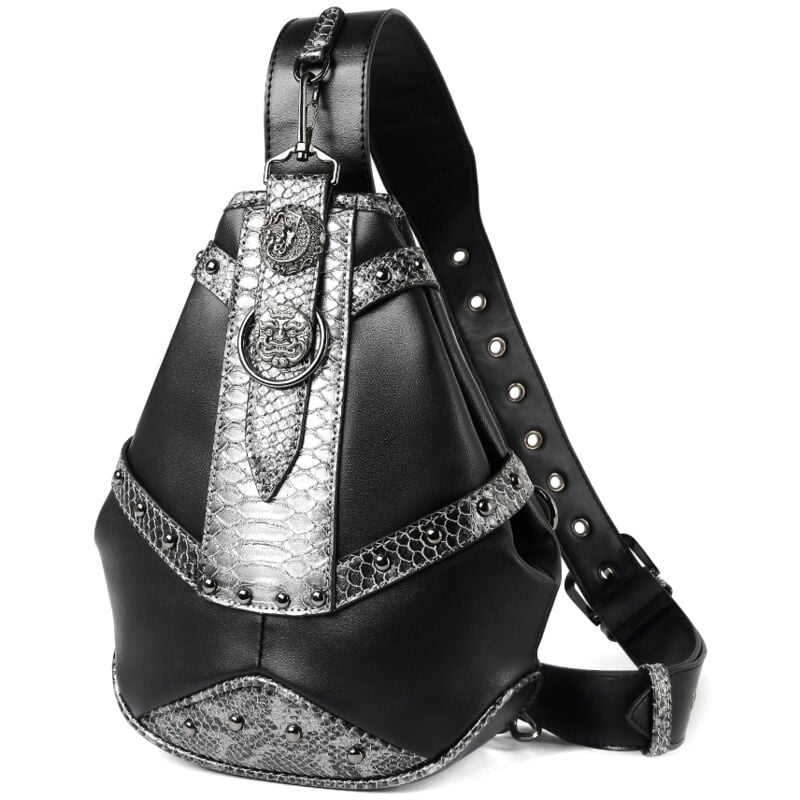 Sac à bandoulière pour femme avec coutures à motif serpent punk, sac à bandoulière, sac de poitrine de grande capacité