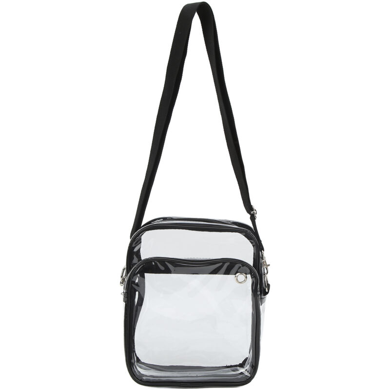 Sac à bandoulière transparent PVC grande capacité, résistant à l'eau et à la saleté, ajustable pour messagerie.