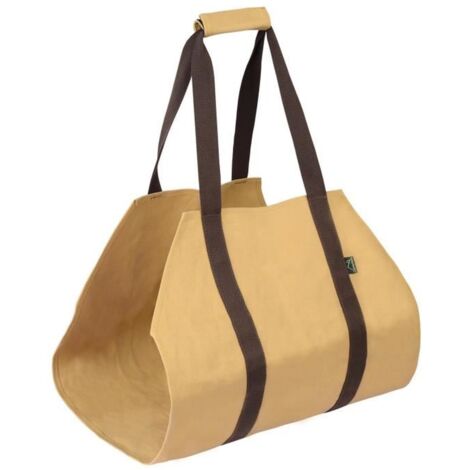 Sac à bois - - U7238 - Toile cirée résistante à l\'eau - Poignée rembourrée - Couleur sable