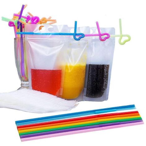 Sac à boissons transparent polonais avec paille pour conserver les boissons au bar ou en voyage.