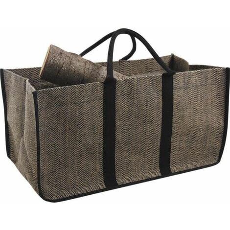 Sac à Bûches 65cm En Jute Motif Chevrons - Aubry Gaspard