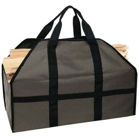 Sac à bûches de cheminée de grande capacité, sac à bûches de cheminée, sac à bois de chauffage extérieur, accessoires de poêle à bois, kaki (612945.5)