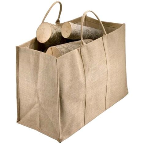 BONTHEE Sac de transport de bûches en toile à 2 poignées avec poche pour  bois de cheminée - Marron : : Jardin