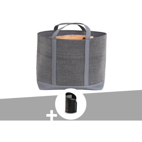 Sac à bûches et à granulés Belharra gris + Pelle à granulés- Le Marquier