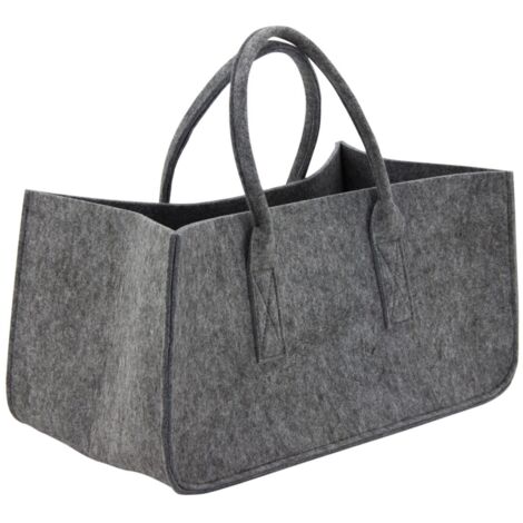 Sac à bûches gris en feutrine