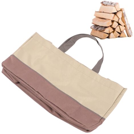 Sac à bûches robuste en tissu Oxford 600D (60 x 30 x 30 cm) avec poignée renforcée, idéal pour le camping, les barbecues et les foyers.