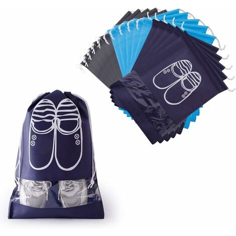 Sac à Chaussures 15 Pièces, Housses Chaussures Respirants en Non-tissé avec Fenêtre Transparente Drawstring Anti-poussière Compatible pour Voyage Rangement Maison,T-Audace