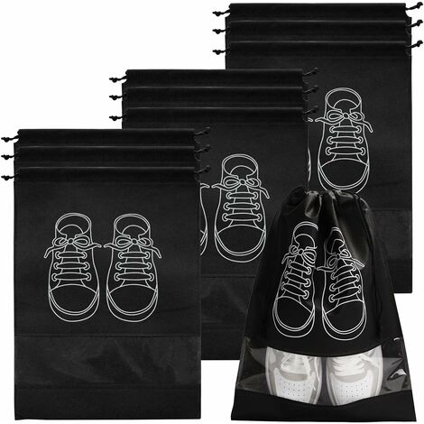 10 sacs à chaussures de voyage, grand organisateur de chaussures à cordon  de serrage, économiseur d'espace avec coutures transparentes