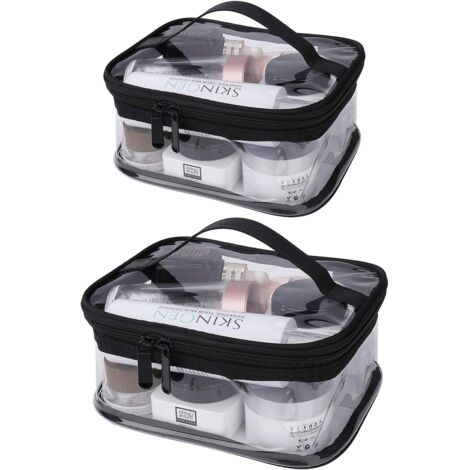 Sac à cosmétiques, organisateur transparent portable en PVC 2 pièces,