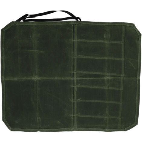 Sac à couteaux en toile cirée 7 poches professionnel pliable pour chef, camping et barbecue vert