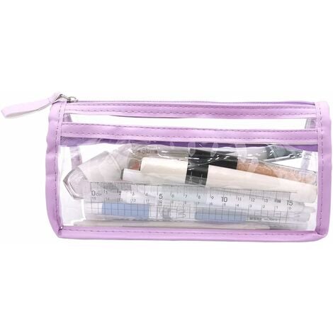 Trousse de maquillage transparente en PVC pour femme, trousse à cosmétiques  étanche, trousse à crayons, loquet